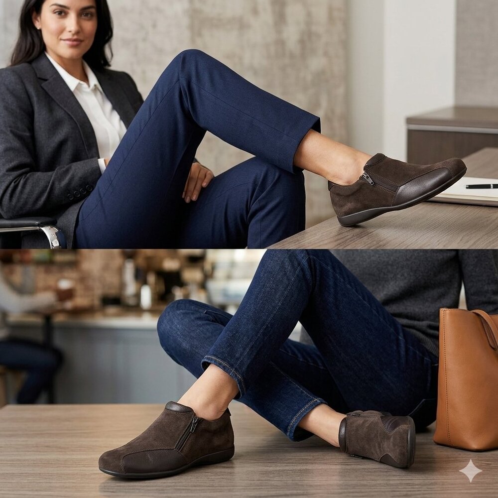 NEW GNWflex Lorene Women’s Brown Suede & Leather Slip-On Loafers | Size 6 - Picture 2 of 8
